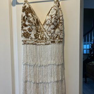 Sherri Hill Cocktail Dress Ivory Gold